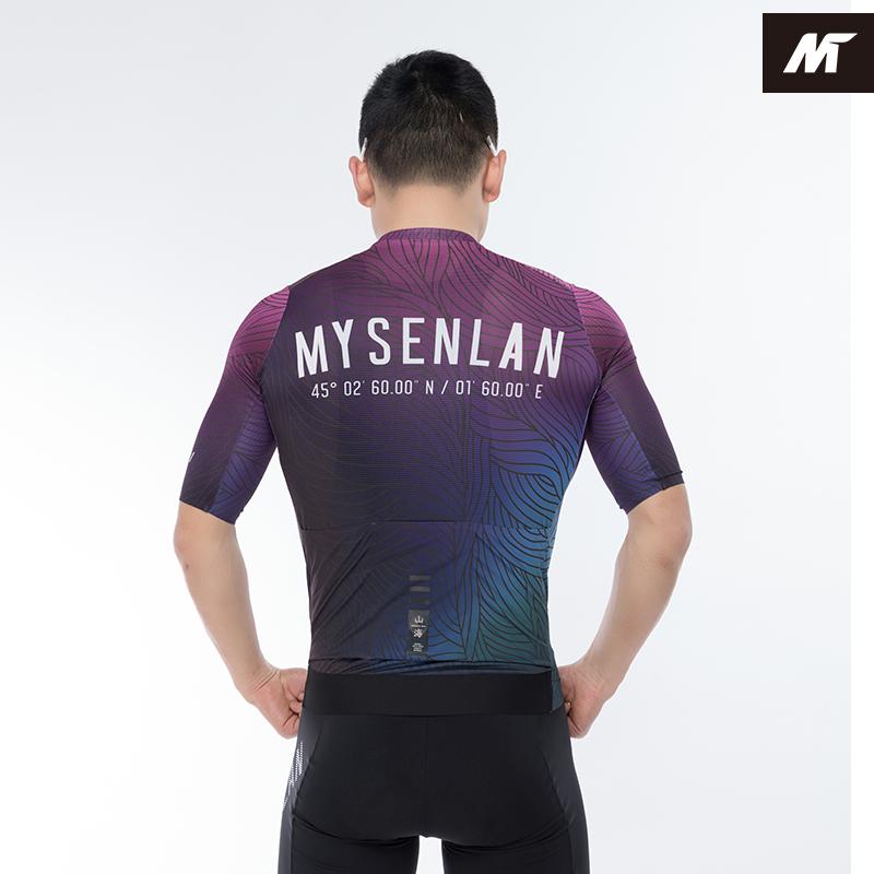 MYSENLAN Asian Art Men's Cycling Jersey (Short Sleeve) - Neon Wave