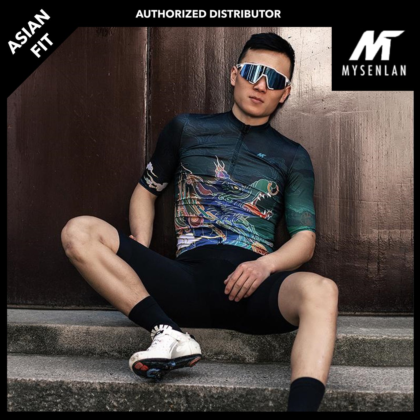 MYSENLAN Asian Art Men's Cycling Jersey (Short Sleeve) - Heavenly Hound