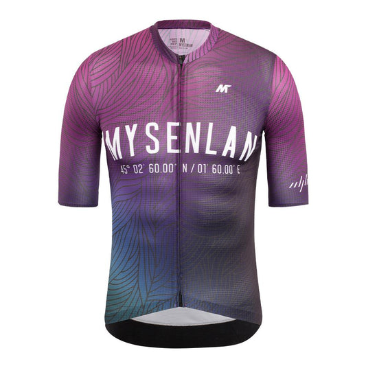MYSENLAN Asian Art Men's Cycling Jersey (Short Sleeve) - Neon Wave