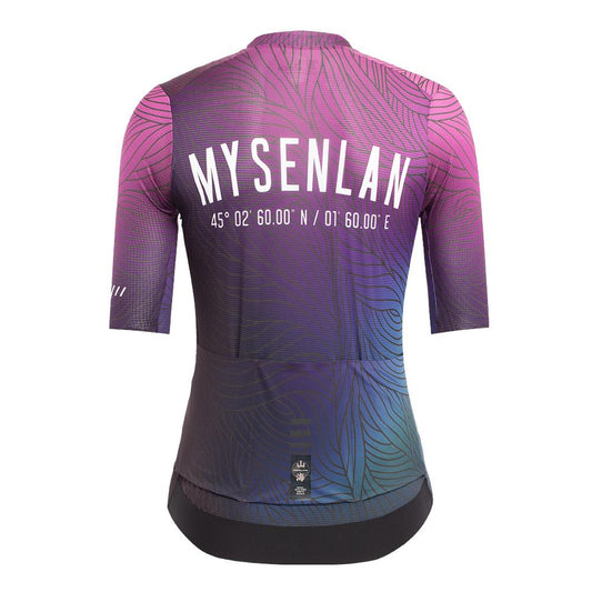 MYSENLAN Asian Art Women's Cycling Jersey (Short Sleeve) - Neon Wave