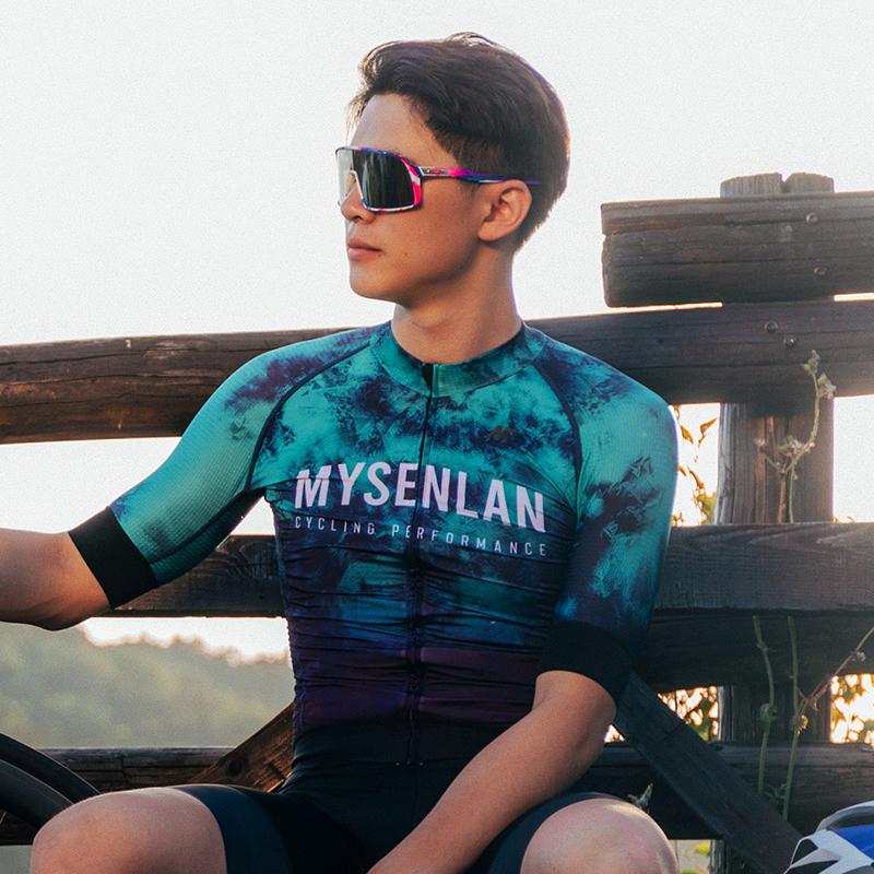 MYSENLAN Forest/Volcano Men's Cycling Jersey (Short Sleeve)