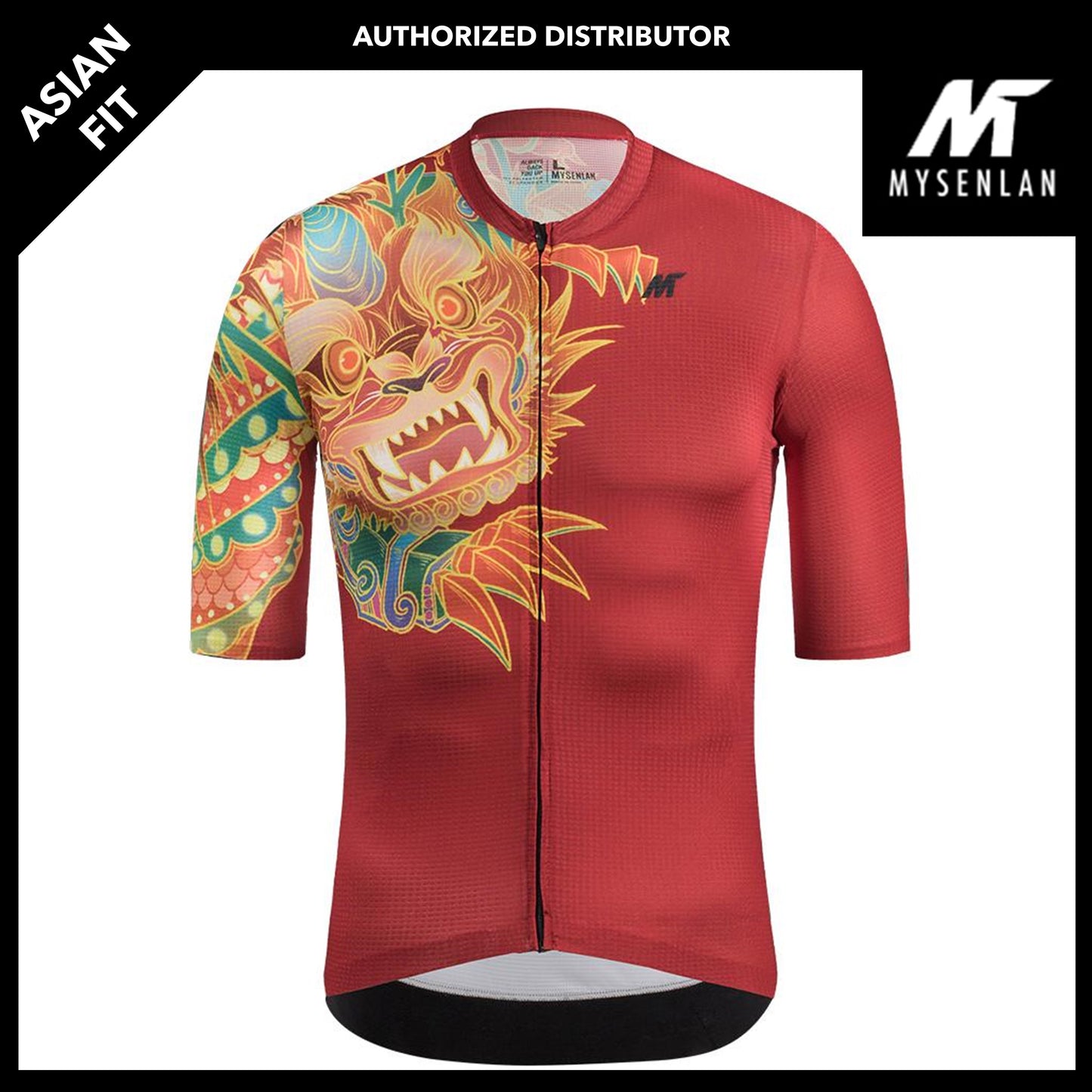 MYSENLAN Asian Art Men's Cycling Jersey (Short Sleeve) - Guardian Lion